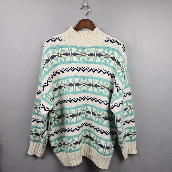 AMERICAN EAGLE Vintage Oversized Knit Chunky Funnel Neck‎ Sweater Women Sz M - Picture 1 of 12